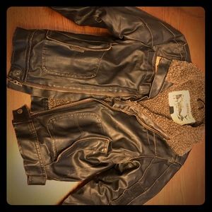 Leather bomber jacket, boys 10/12